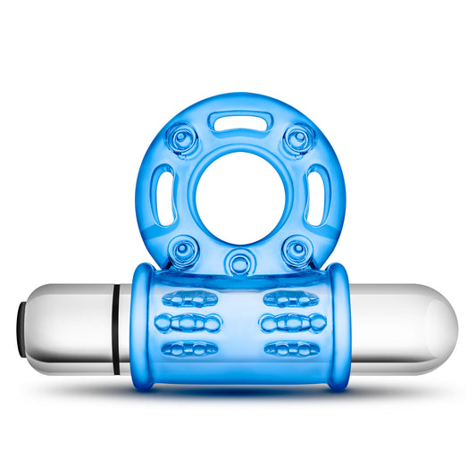 "Stay Hard 10 Function Vibrating Bull Ring - Blue BL-77902"