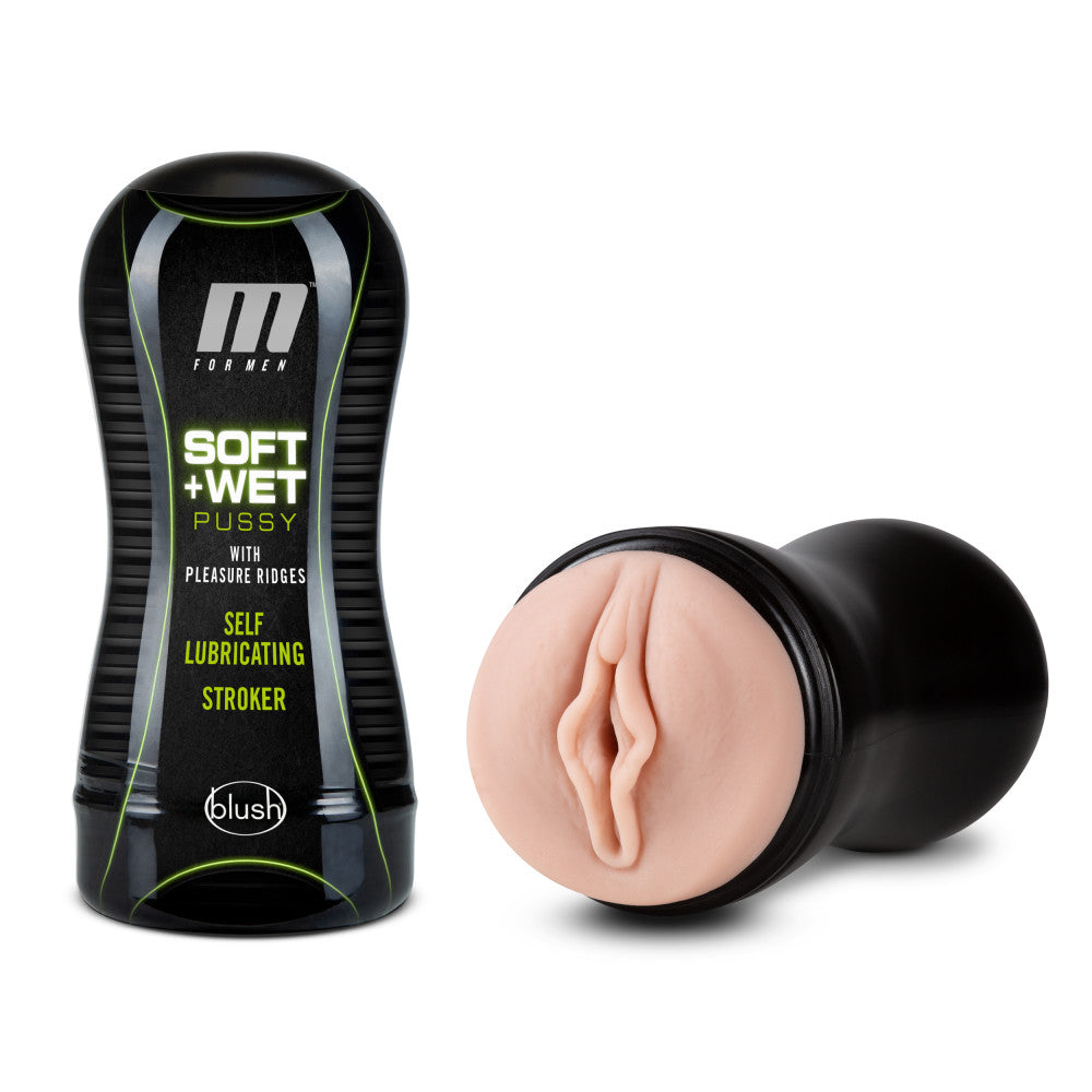 "M for Men - Soft and Wet - Pussy With Pleasure Ridges - Self Lubricating Stroker Cup - Vanilla BL-84013"